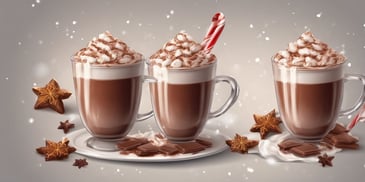 Hot chocolate in realistic Christmas style