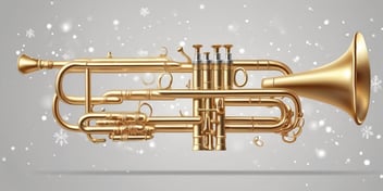 Trumpet in realistic Christmas style