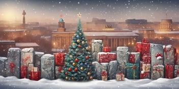 Berlin Wall in realistic Christmas style