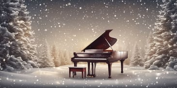 Piano in realistic Christmas style