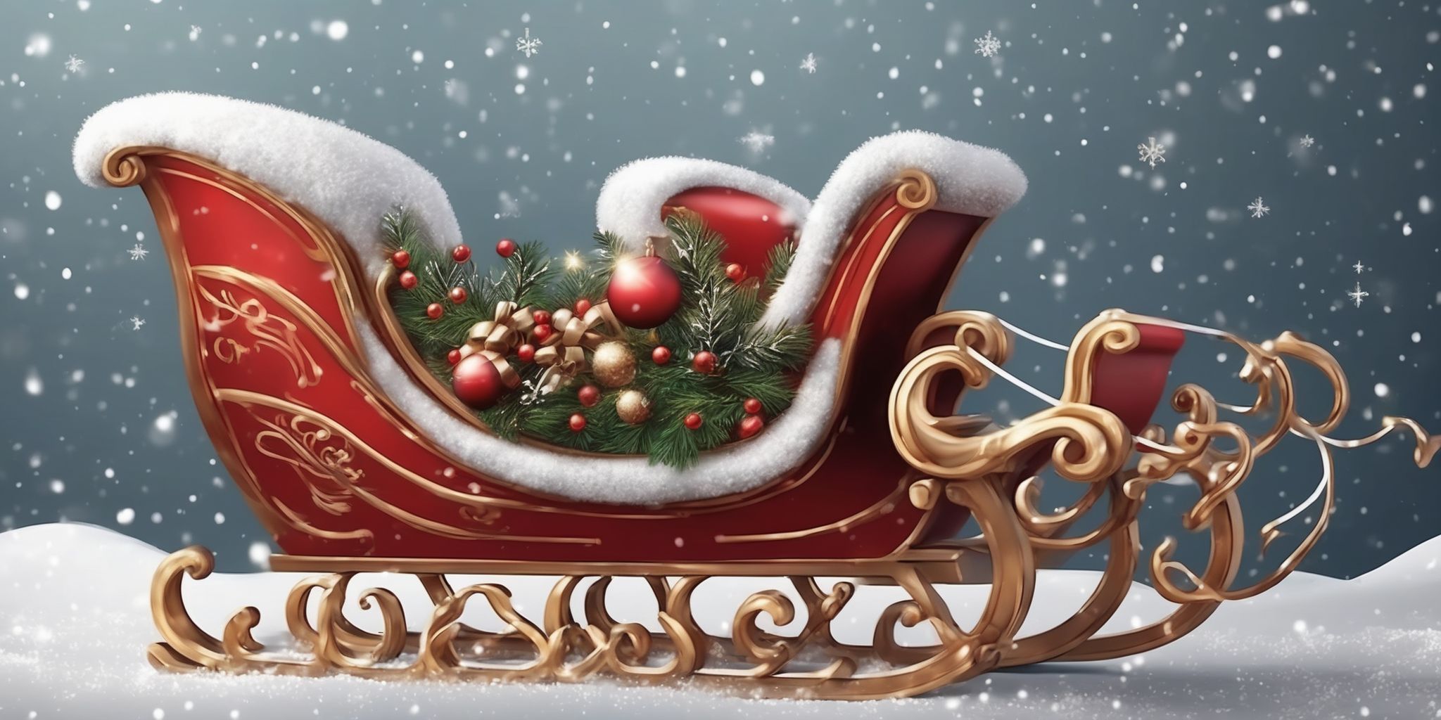 Sleigh in realistic Christmas style