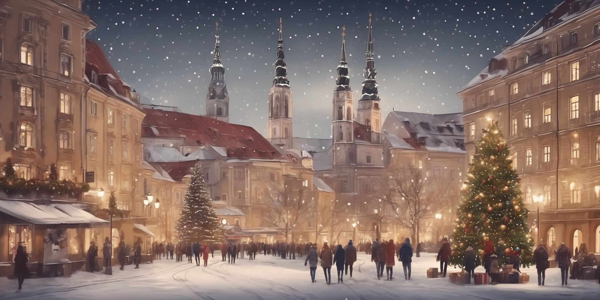 Zagreb in realistic Christmas style