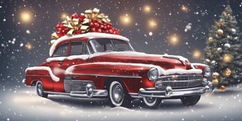 Car in realistic Christmas style