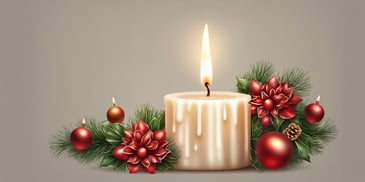 Candle in realistic Christmas style
