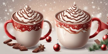 Hot chocolate in realistic Christmas style