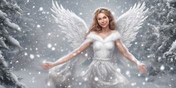 Snow angel in realistic Christmas style