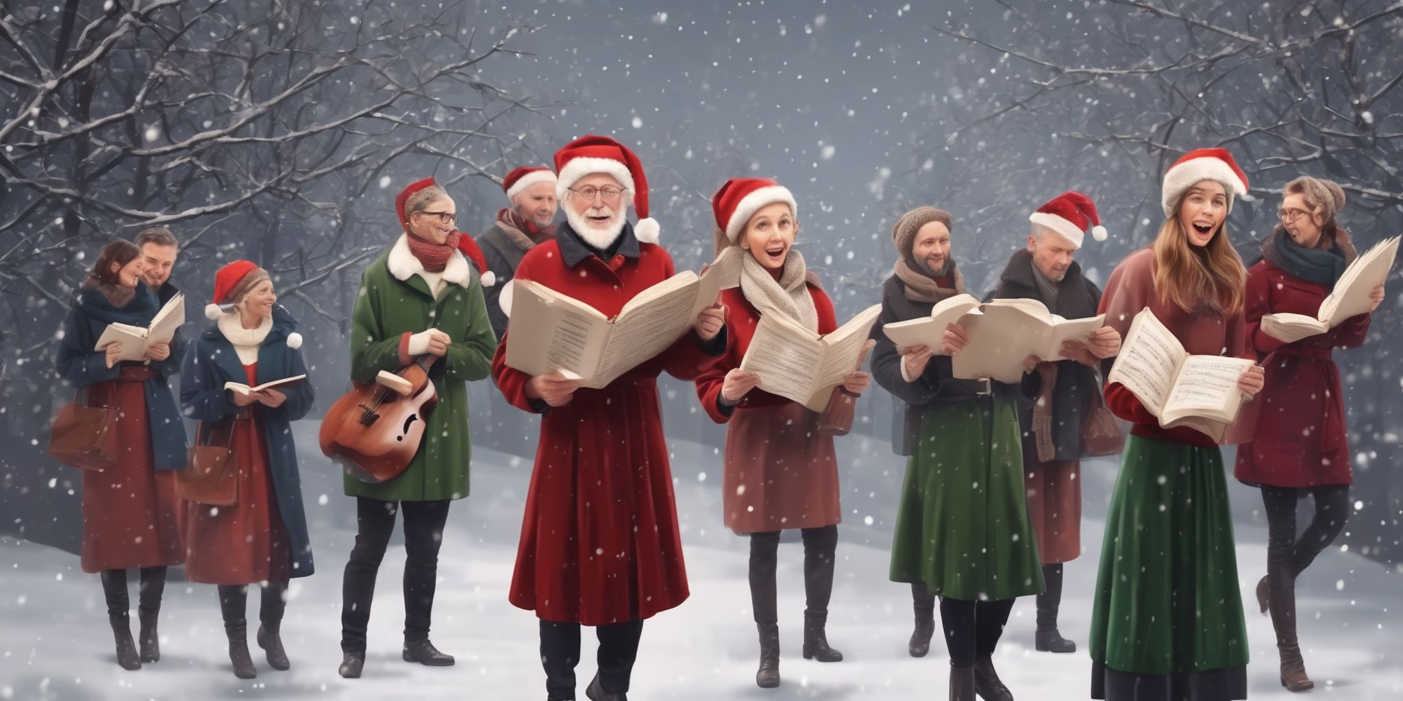 Carol singers in realistic Christmas style