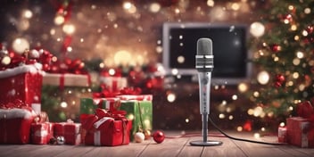 Karaoke in realistic Christmas style
