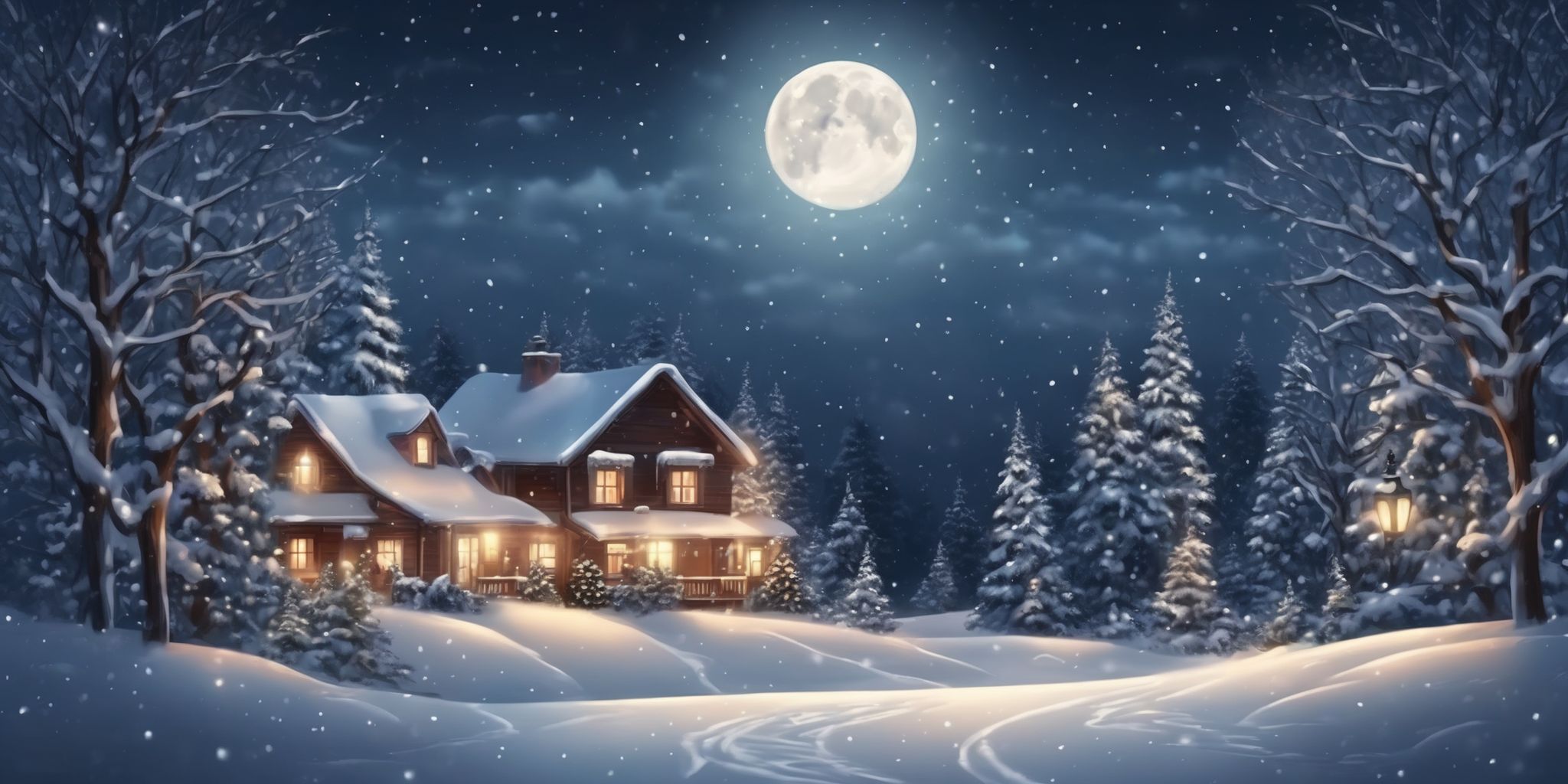 Moonlight in realistic Christmas style