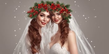 Bride in realistic Christmas style
