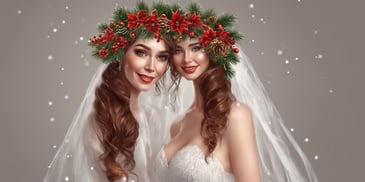 Bride in realistic Christmas style