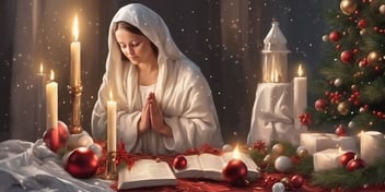 Prayer in realistic Christmas style