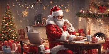 Writer in realistic Christmas style