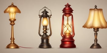 Antique lamp in realistic Christmas style