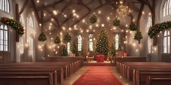Pews in realistic Christmas style