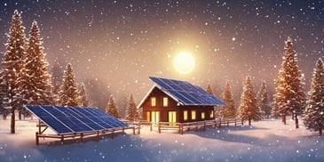 Solar panels in realistic Christmas style