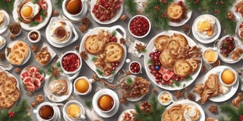 Brunch spread in realistic Christmas style