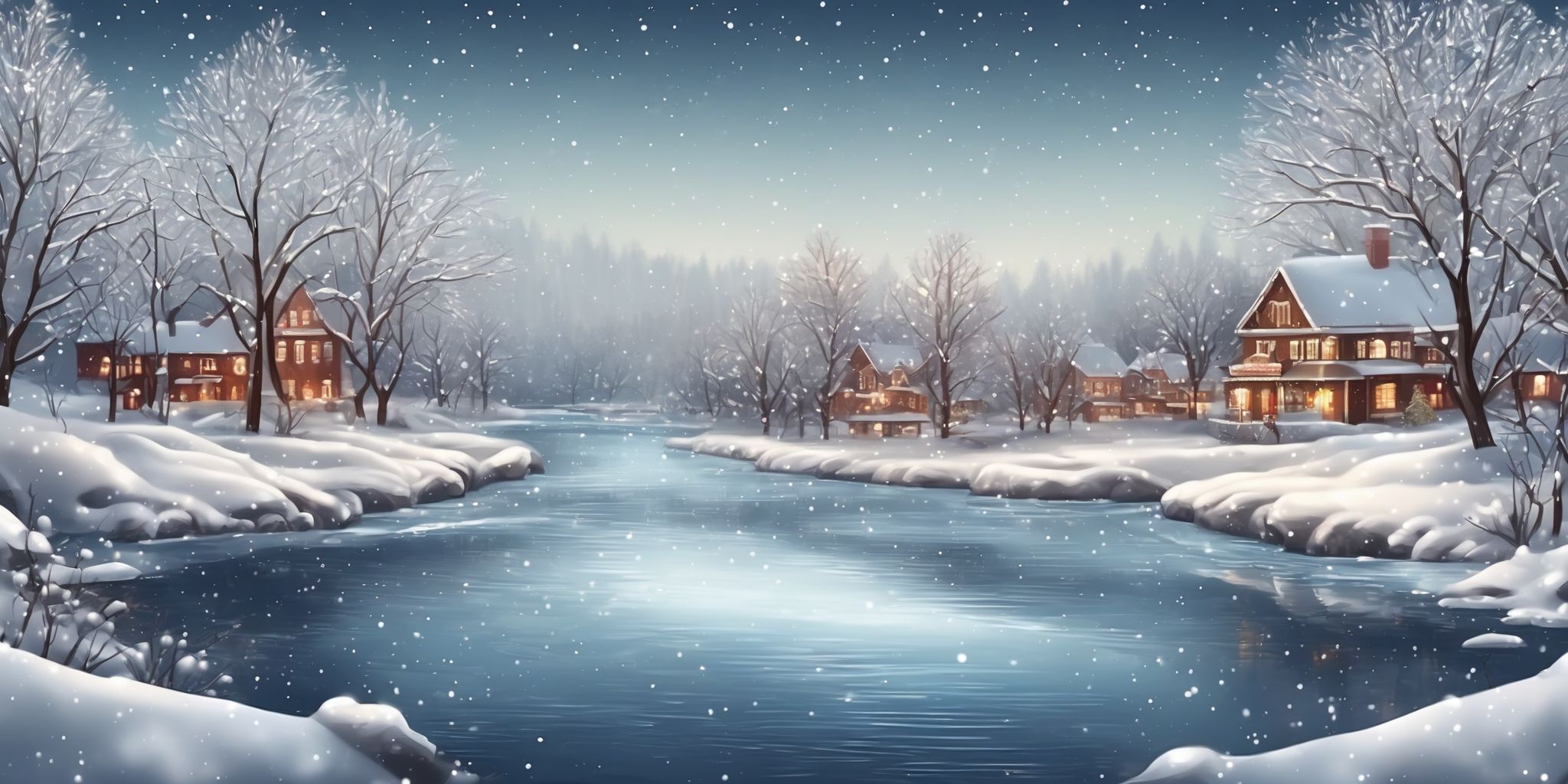 River in realistic Christmas style