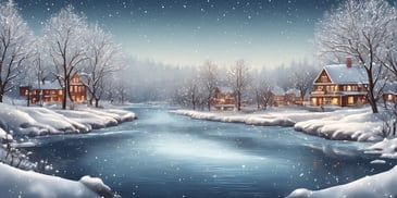 River in realistic Christmas style