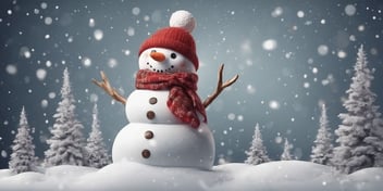 Snowman in realistic Christmas style