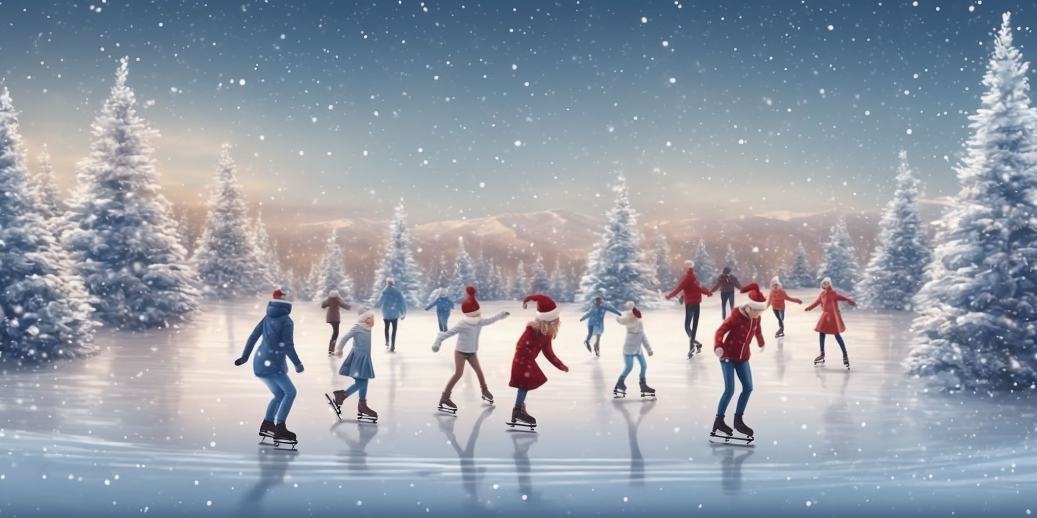 Ice skating in realistic Christmas style