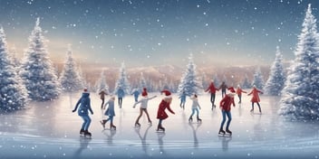 Ice skating in realistic Christmas style