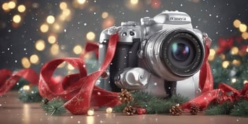 Camera in realistic Christmas style