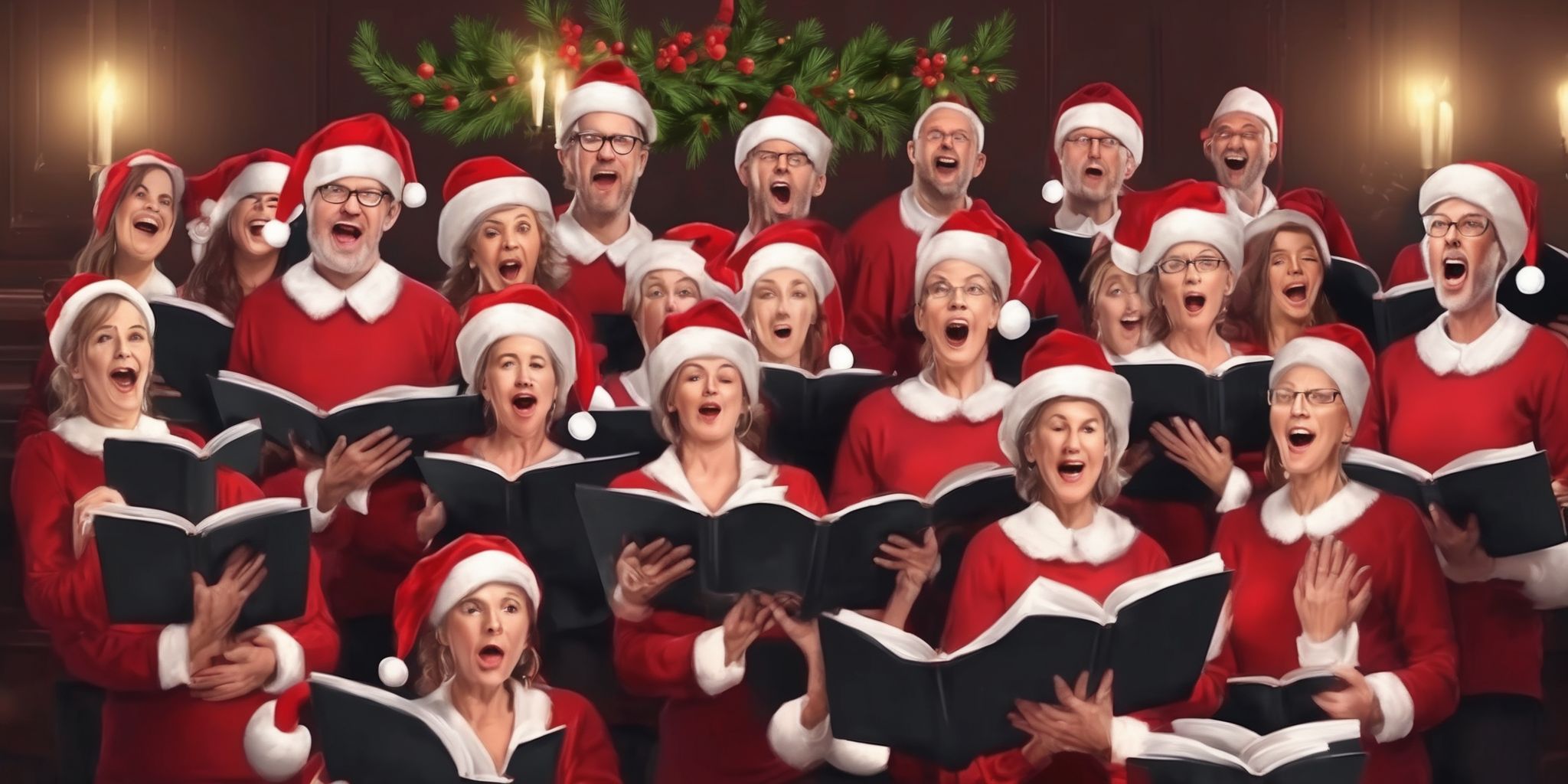 Choir in realistic Christmas style