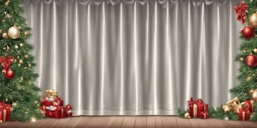 Curtain in realistic Christmas style