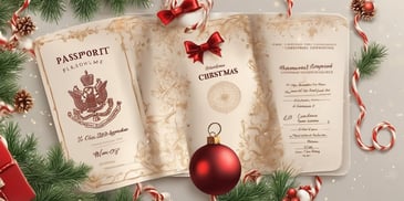 Passport in realistic Christmas style