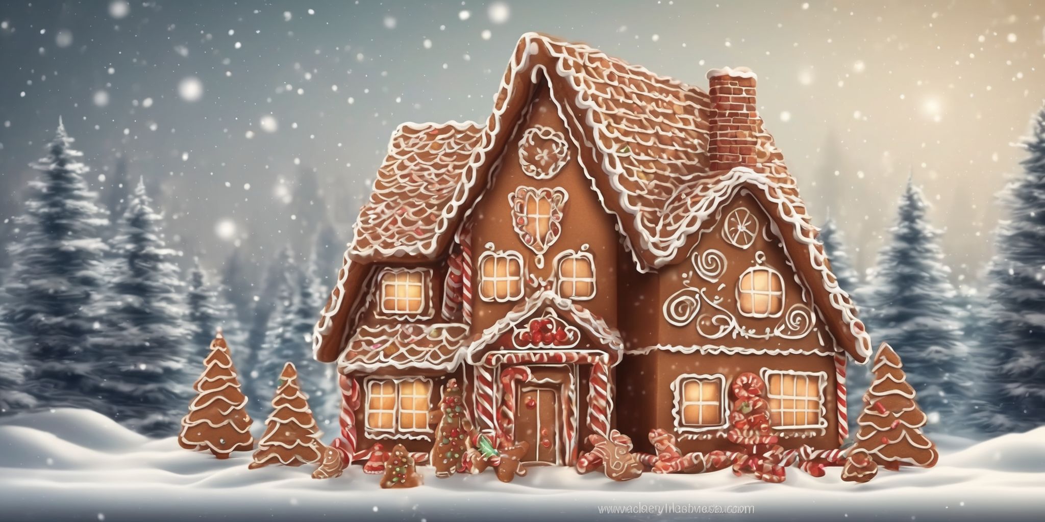 Gingerbread house in realistic Christmas style