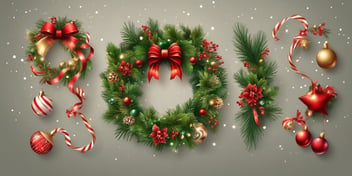 Wreath in realistic Christmas style