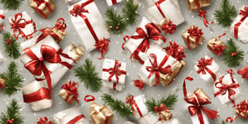 Wrapping: gift, present in realistic Christmas style