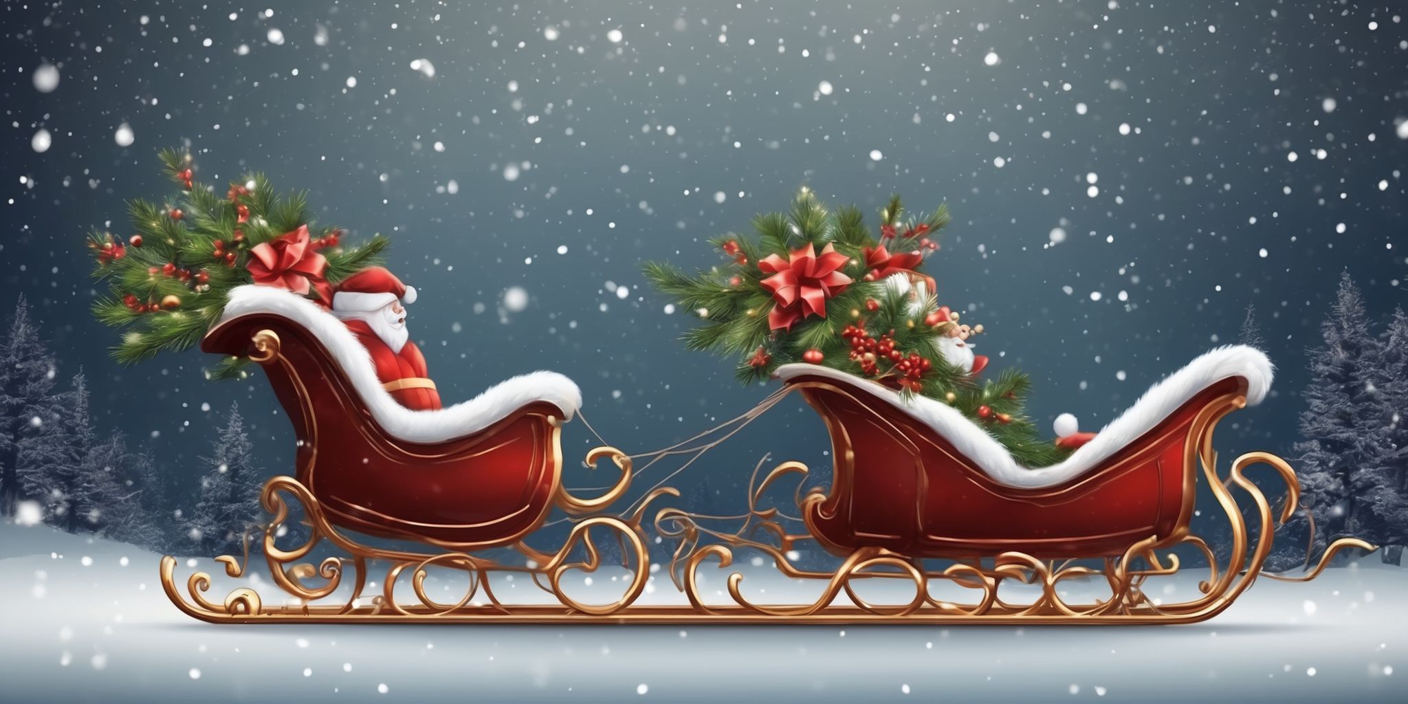 Sleigh in realistic Christmas style