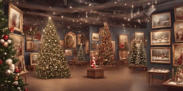 Museum in realistic Christmas style