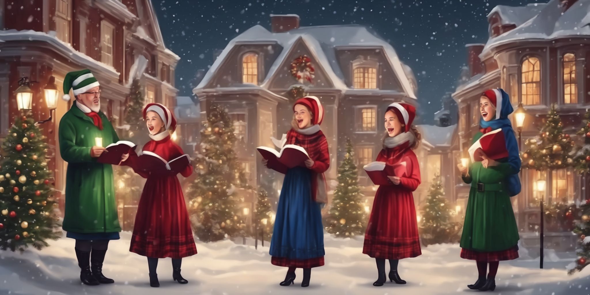 Carolers in realistic Christmas style