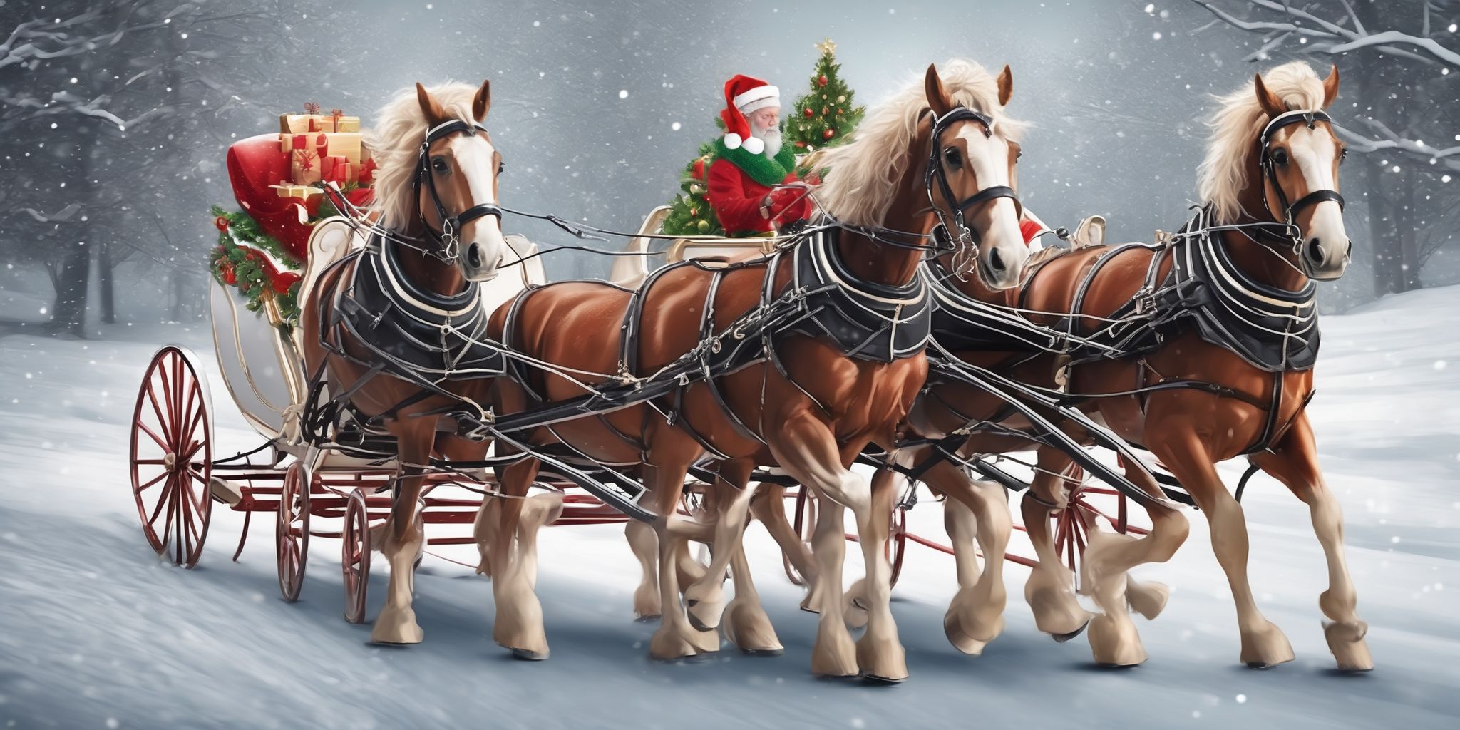 Horse-drawn sleigh in realistic Christmas style