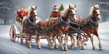 Horse-drawn sleigh in realistic Christmas style
