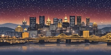 Pittsburgh skyline in realistic Christmas style