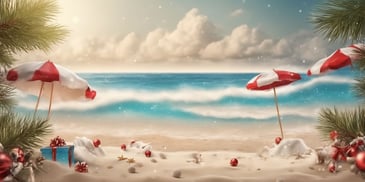 Beach in realistic Christmas style
