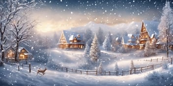 Winter wonderland in realistic Christmas style
