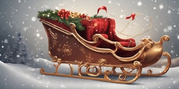 Sleigh in realistic Christmas style