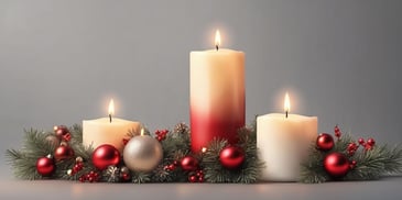 Candle in realistic Christmas style
