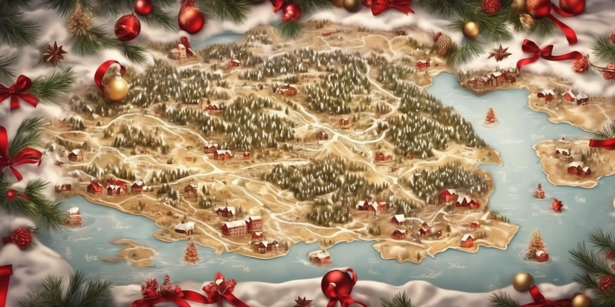 Map in realistic Christmas style