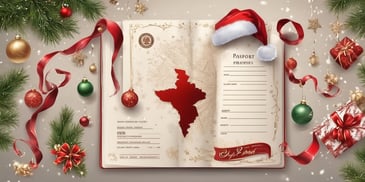Passport in realistic Christmas style