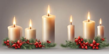 Candle in realistic Christmas style