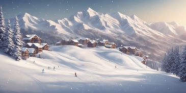 Ski slopes in realistic Christmas style