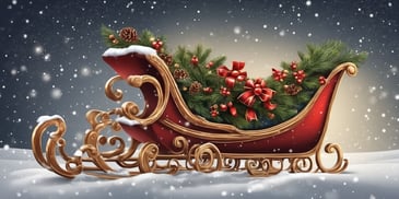 Sleigh in realistic Christmas style