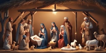 Nativity scene in realistic Christmas style