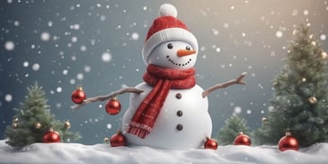 Snowman in realistic Christmas style